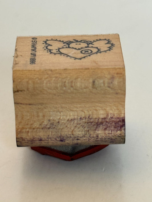 Stampin Up Rubber Stamp Country Angel Holding Heart Button Card Making Craft