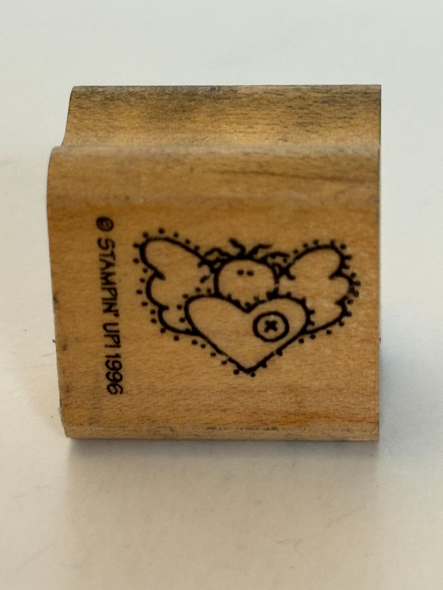 Stampin Up Rubber Stamp Country Angel Holding Heart Button Card Making Craft