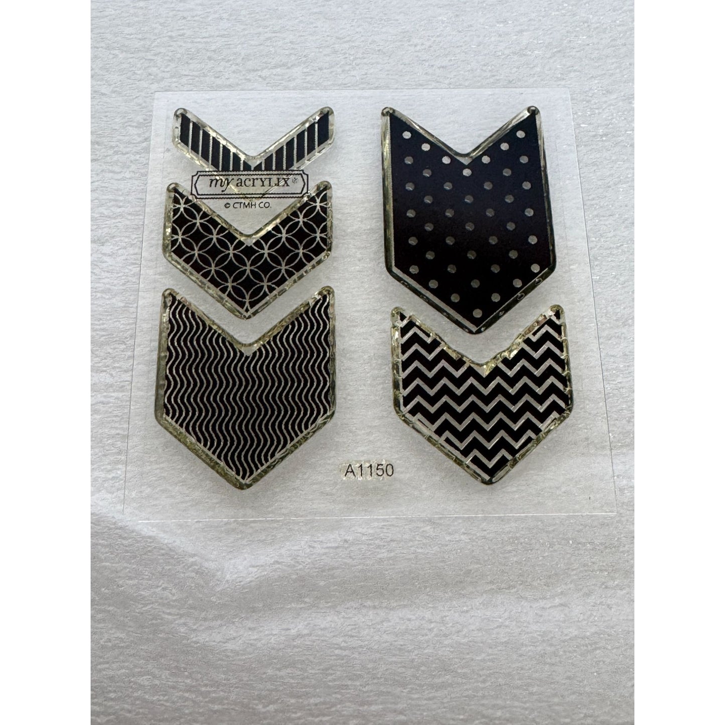 CTMH My Acrylix Acrylic Stamp Set Charming Chevrons Flair A1150 Shapes Polka Dot