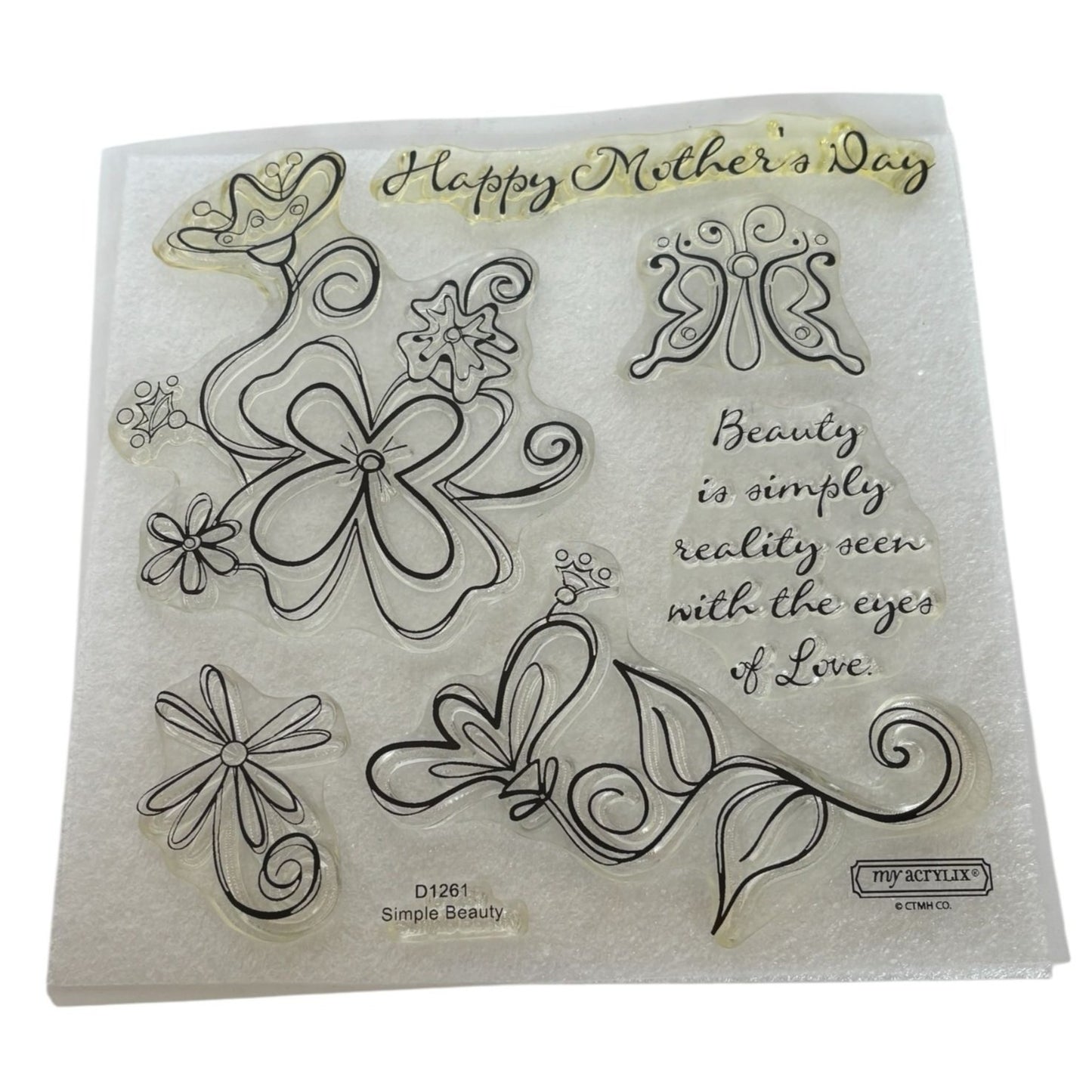 CTMH My Acrylix Acrylic Stamp Set Simple Beauty Happy Mothers Day Butterfly