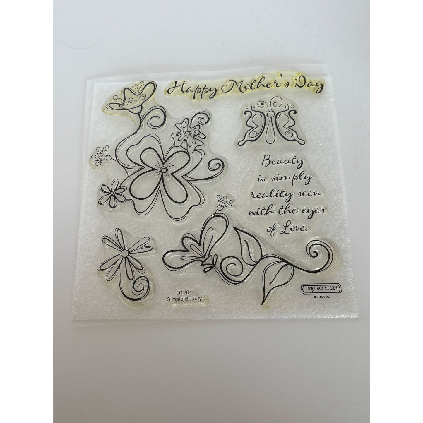 CTMH My Acrylix Acrylic Stamp Set Simple Beauty Happy Mothers Day Butterfly
