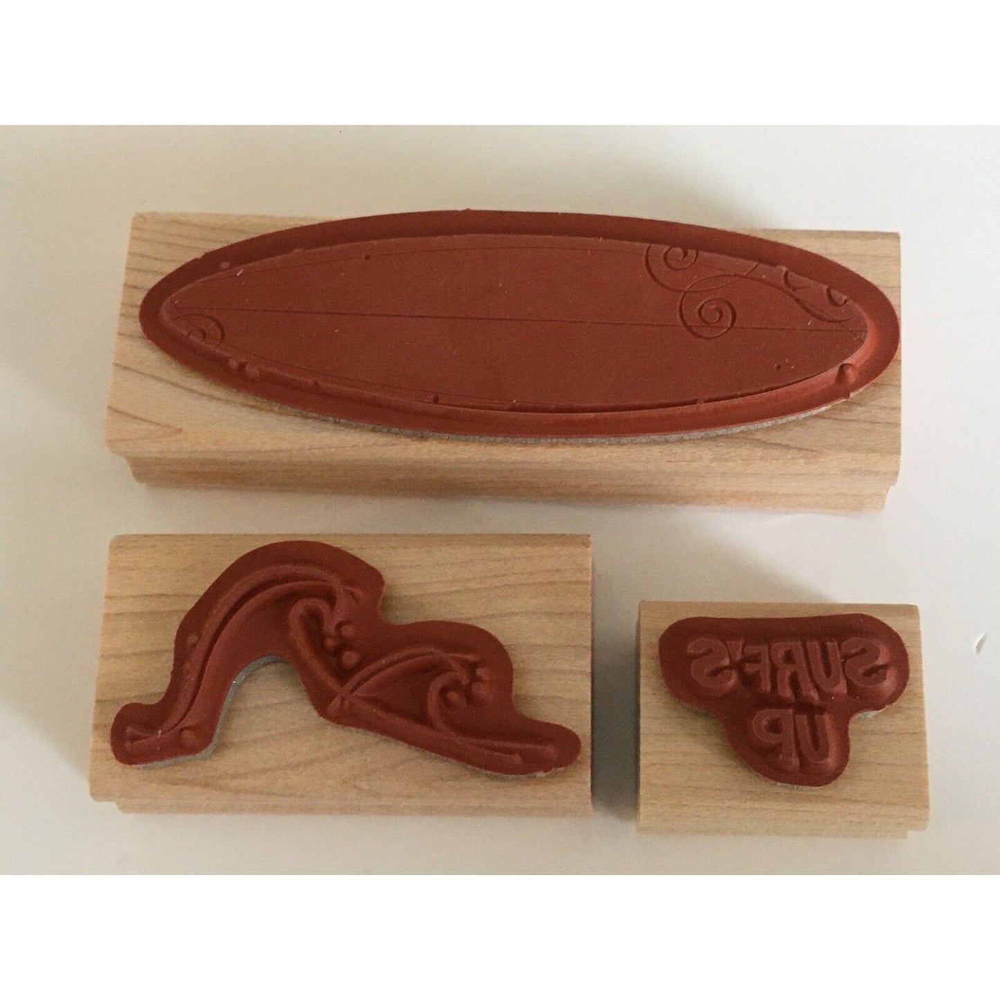 Stampin Up Rubber Stamp Just Surfing Wave Surfboard Ocean Beach Rare Retired