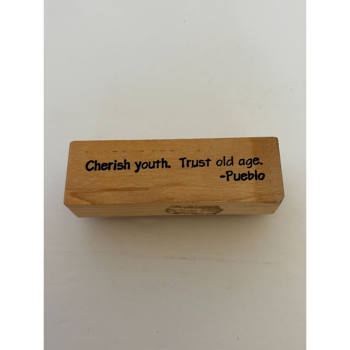 Wooden Rubber Stamp Birthday Card Sentiment Words Cherish Youth Trust Old Age