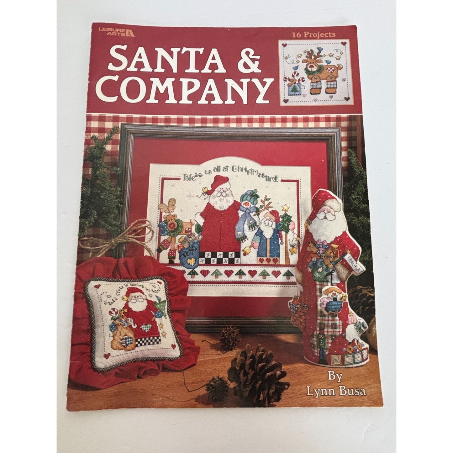 Leisure Arts Cross Stitch Pattern Book Santa and Company Christmas Snowman 3093