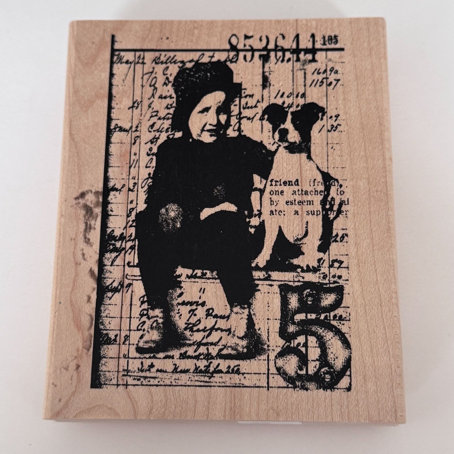 Stampers Anonymous Rubber Stamp Collage Dog Mixed Media Tim Holtz Steampunk Best Friends Script