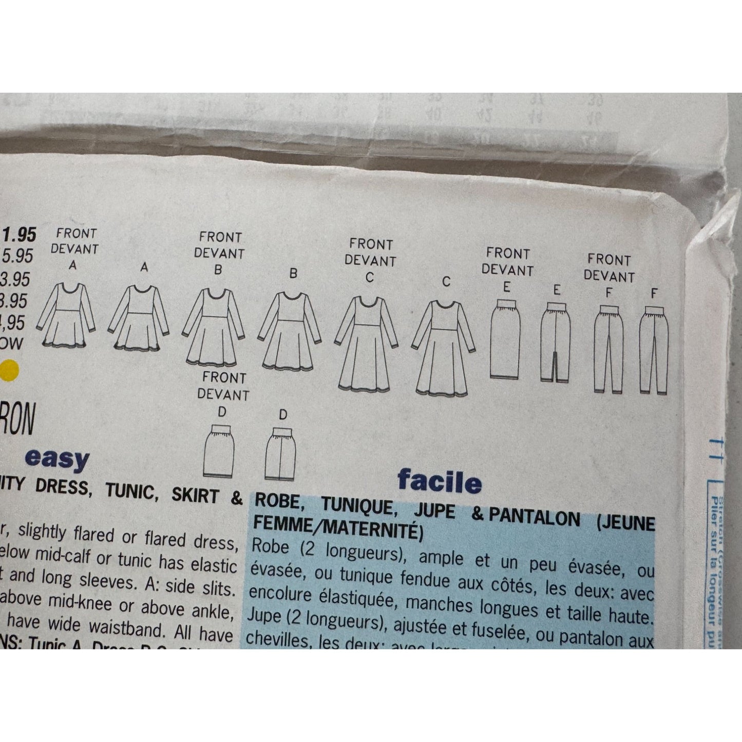 Butterick Sewing Pattern 5325 Maternity Dress Tunic Skirt Pants Sizes 6-10 Uncut