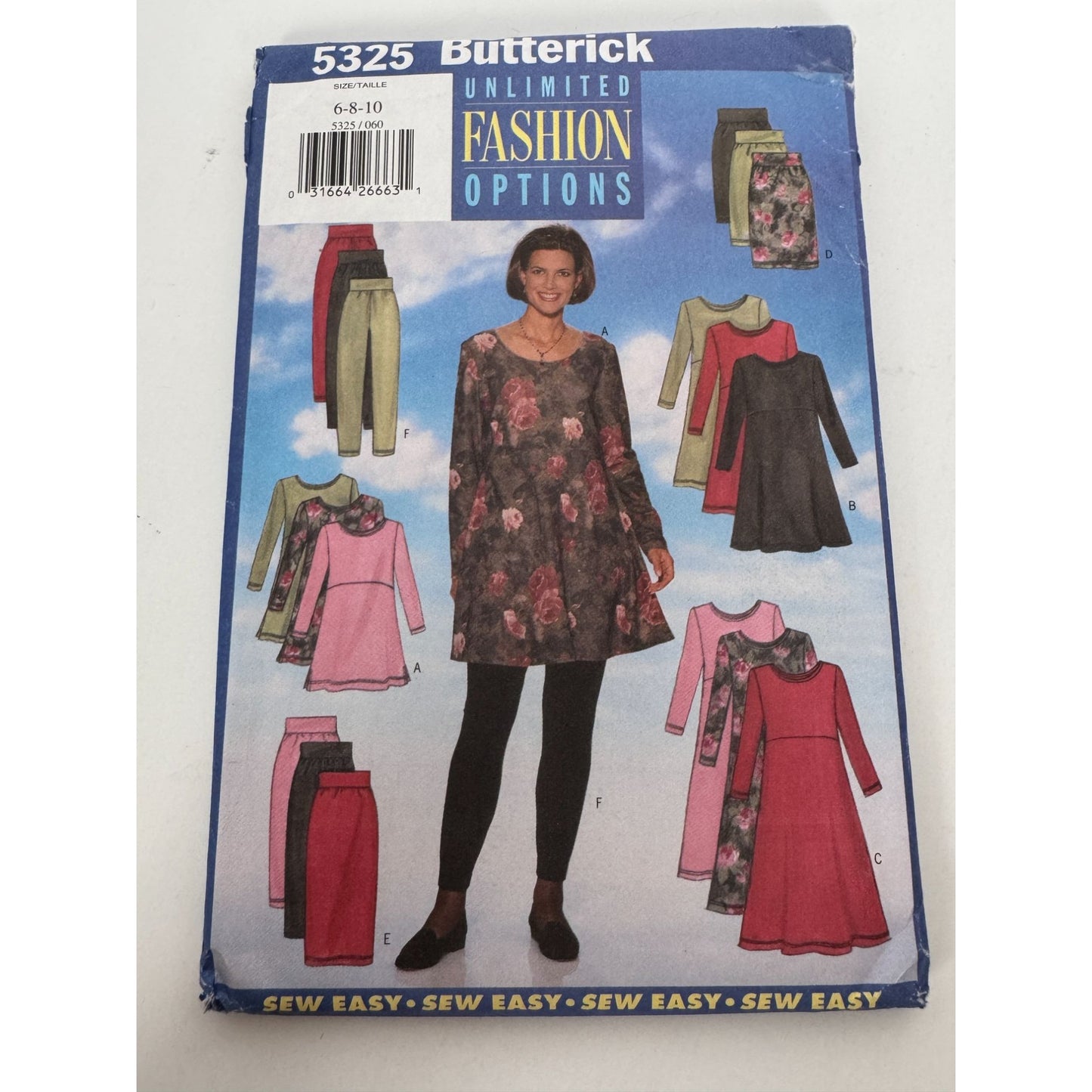 Butterick Sewing Pattern 5325 Maternity Dress Tunic Skirt Pants Sizes 6-10 Uncut