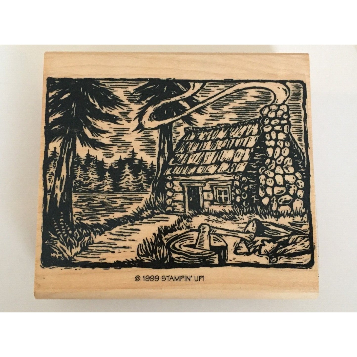 Stampin Up Rubber Stamp Feel The Warmth Christmas Winter Holiday Pine Cone Card