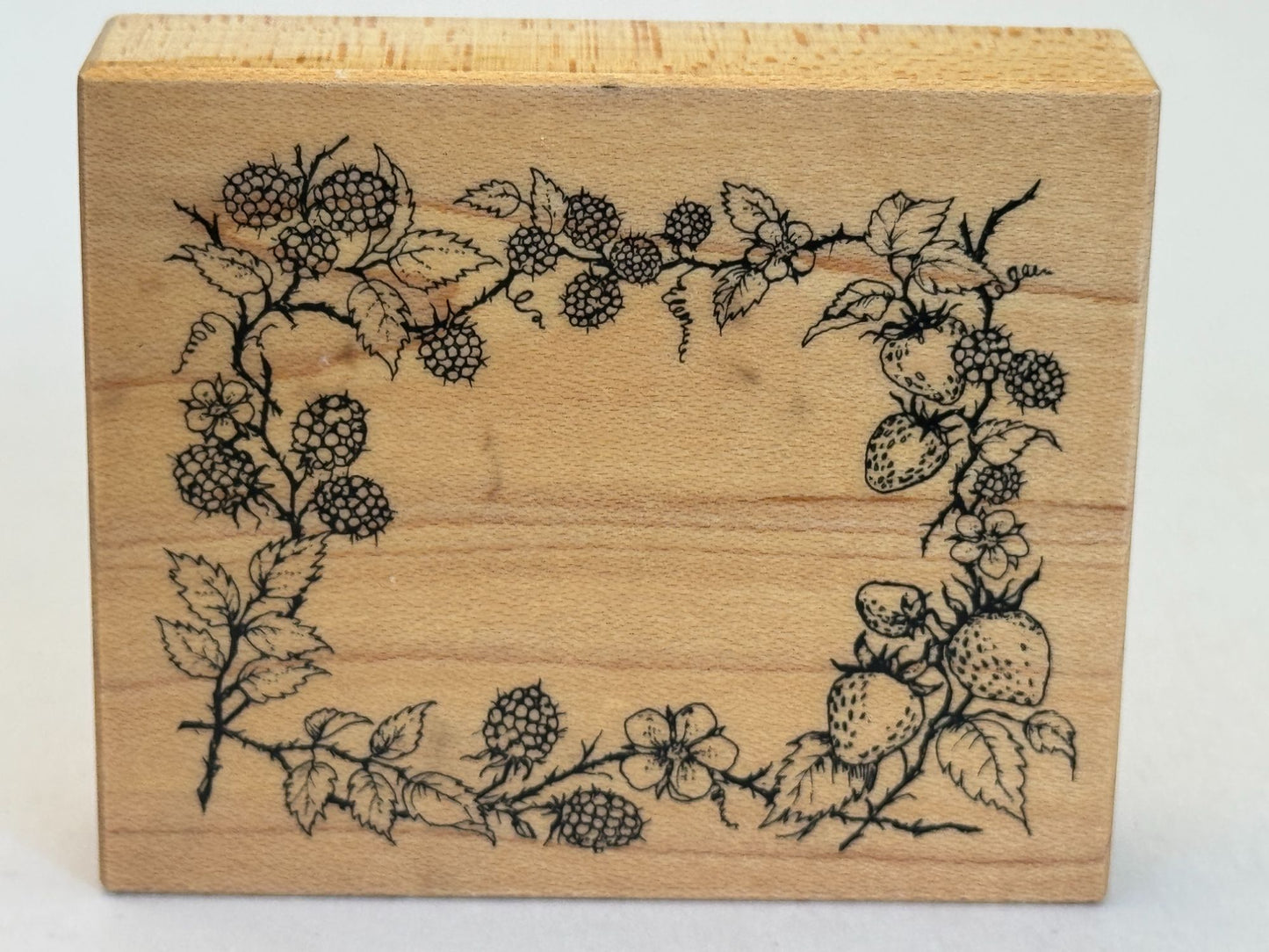 PSX Rubber Stamp Strawberry Blackberry Frame Fruit Vines Recipe Food Berry Craft