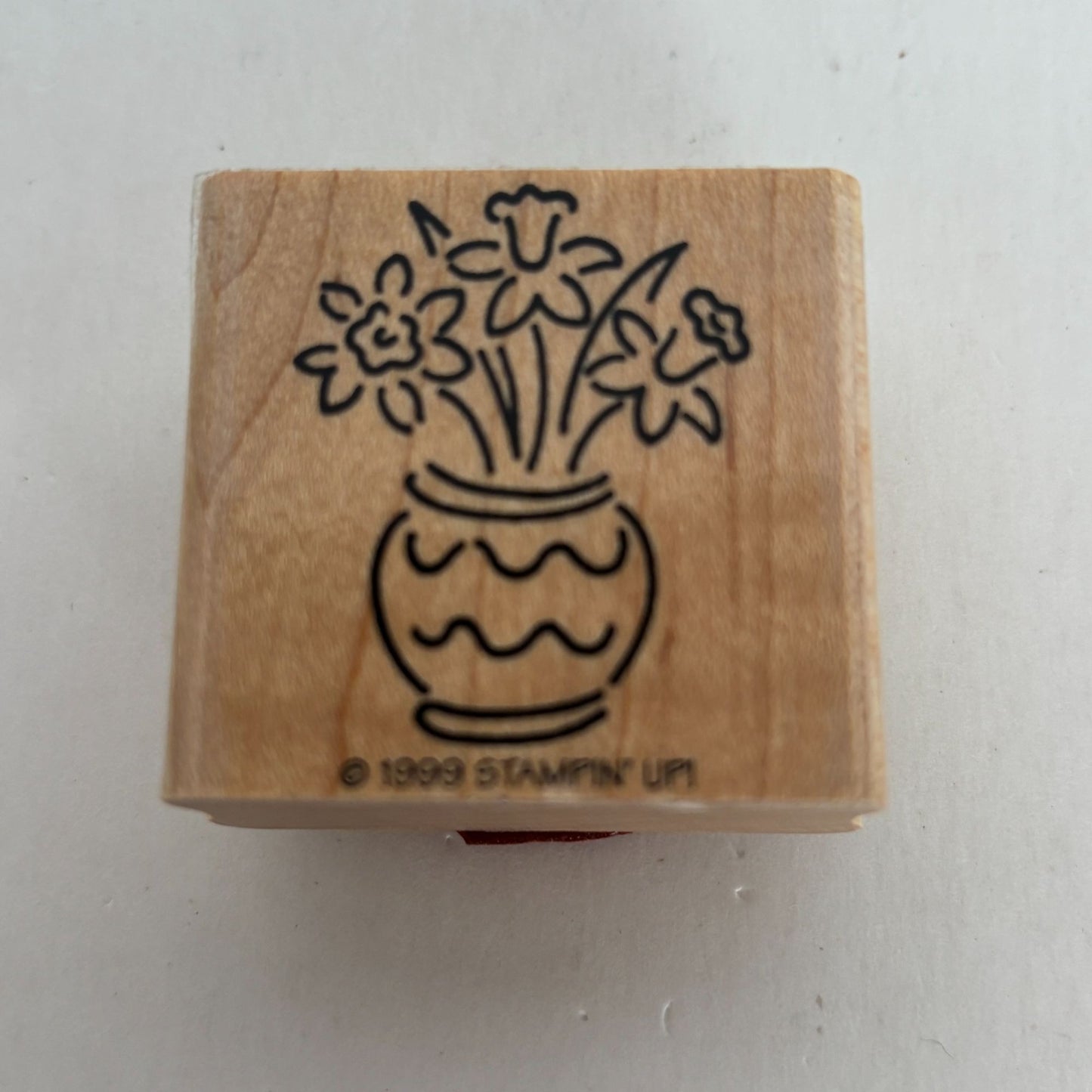 Stampin Up Wood Mounted Rubber Stamp Flower Vase Spring Friendship Card Making