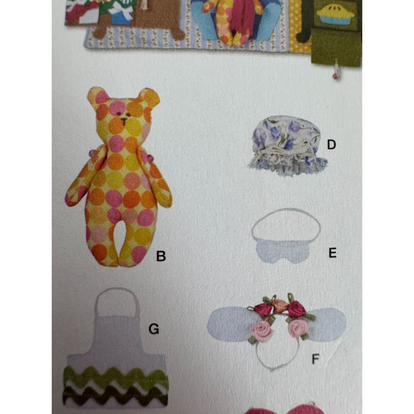 Simplicity Sewing Pattern S9976 Dollhouse Backpack Toy Set Bear Doll House Uncut