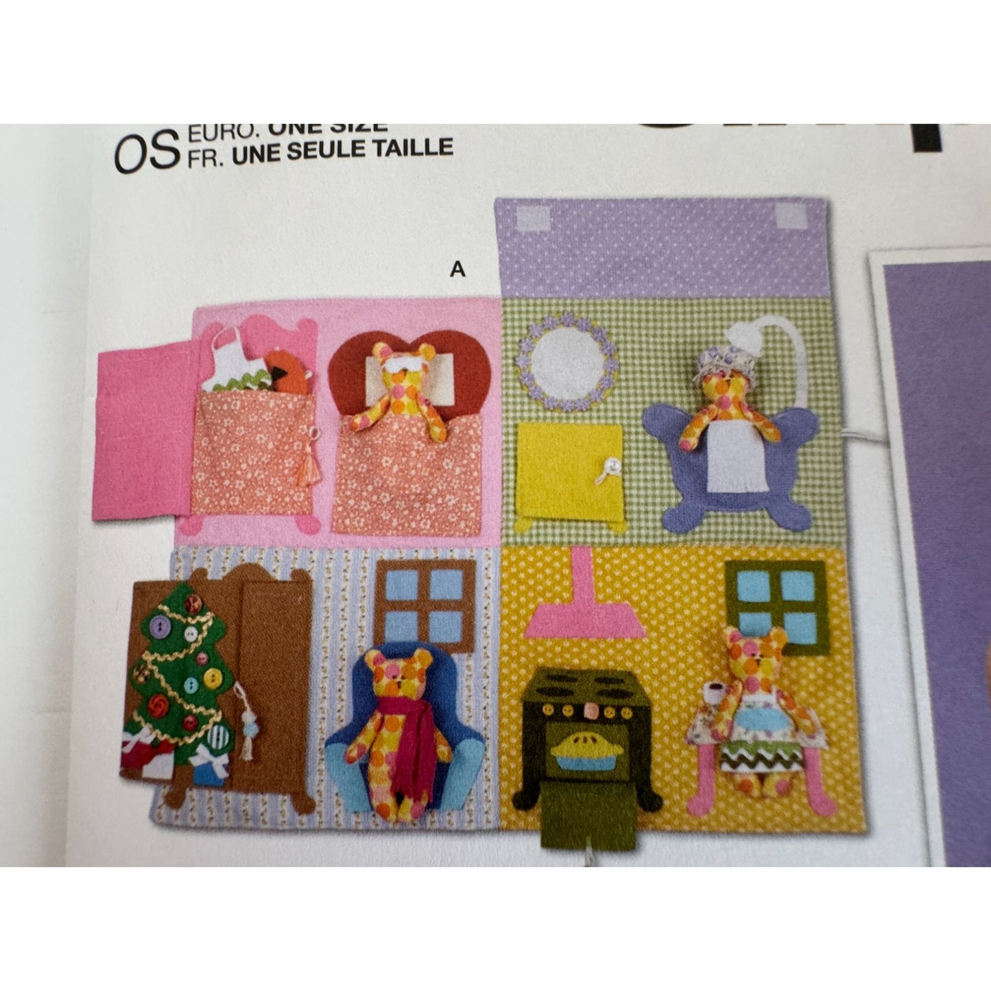 Simplicity Sewing Pattern S9976 Dollhouse Backpack Toy Set Bear Doll House Uncut