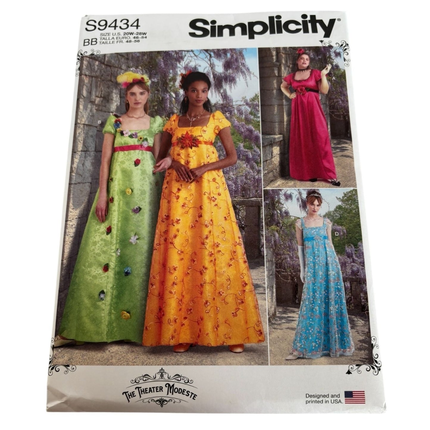 Simplicity Sewing Pattern S9434 Womens Regency Style Dress 20W-28W UC