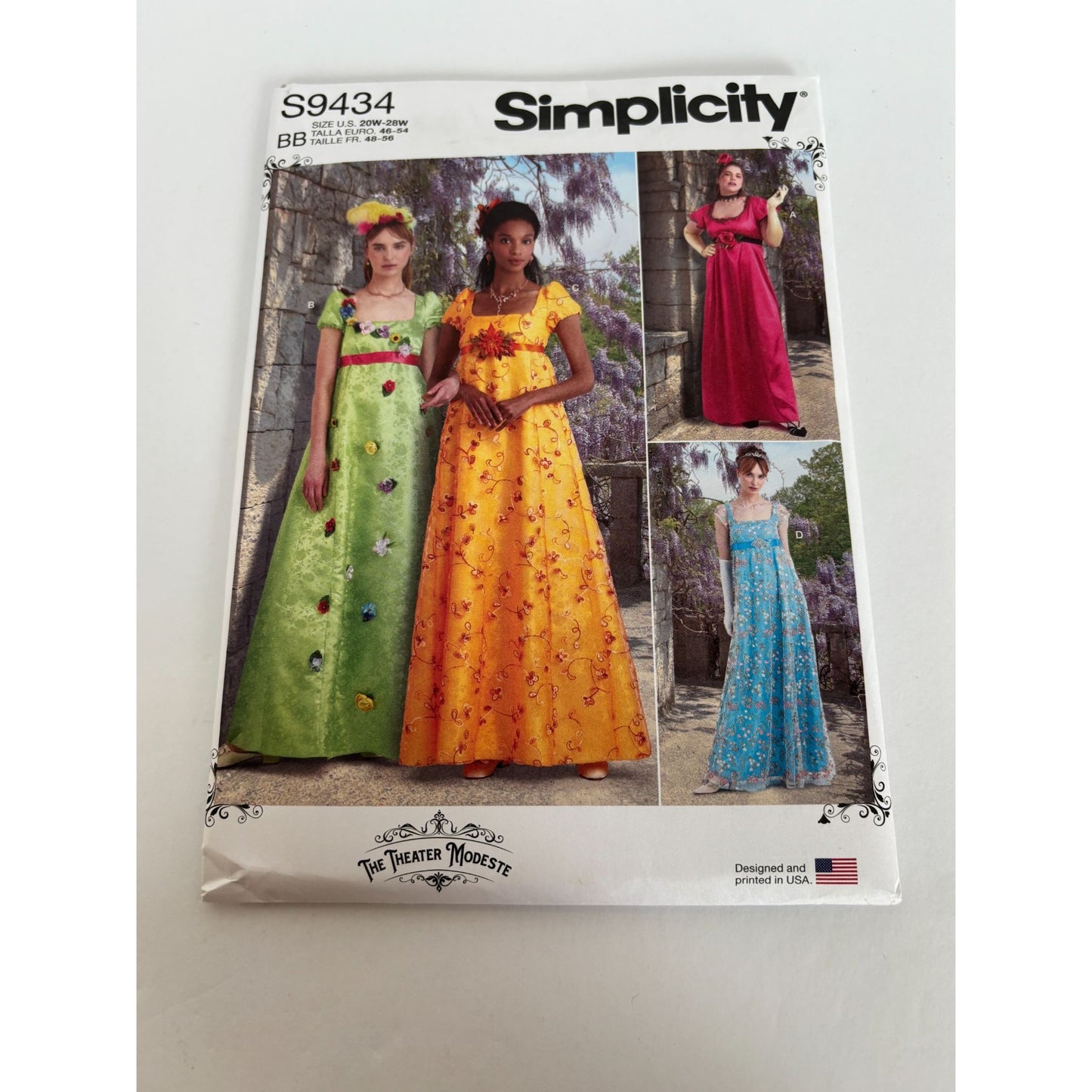 Simplicity Sewing Pattern S9434 Womens Regency Style Dress 20W-28W UC