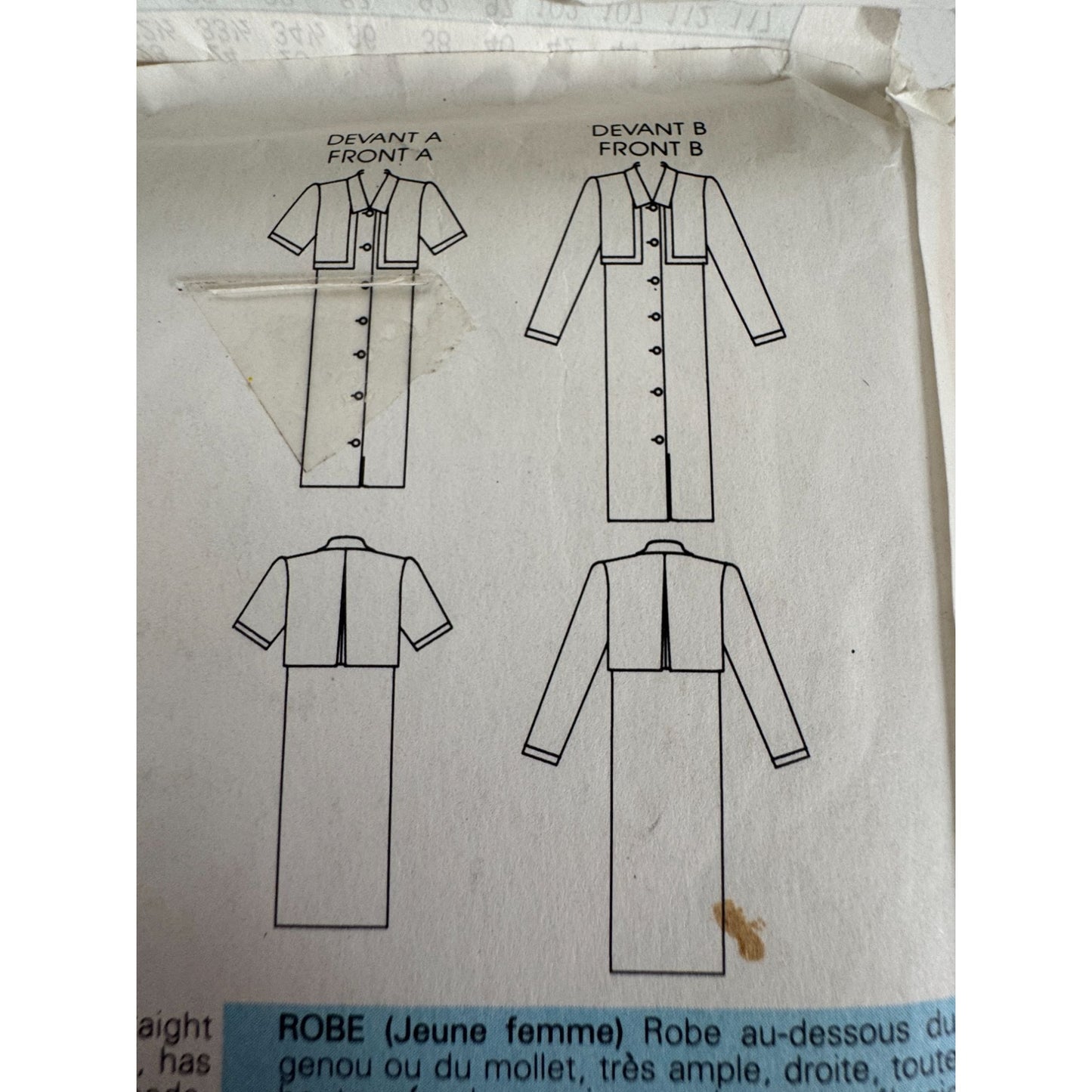 Very Easy Very Vogue Sewing Pattern 9371 Straight Dress Below Mid-Knee UC 6 8 10