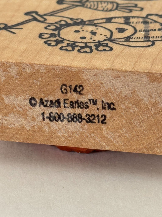 Azadi Earles Rubber Stamp Clothes Line Stuffed Animals Doll Heart Card Making