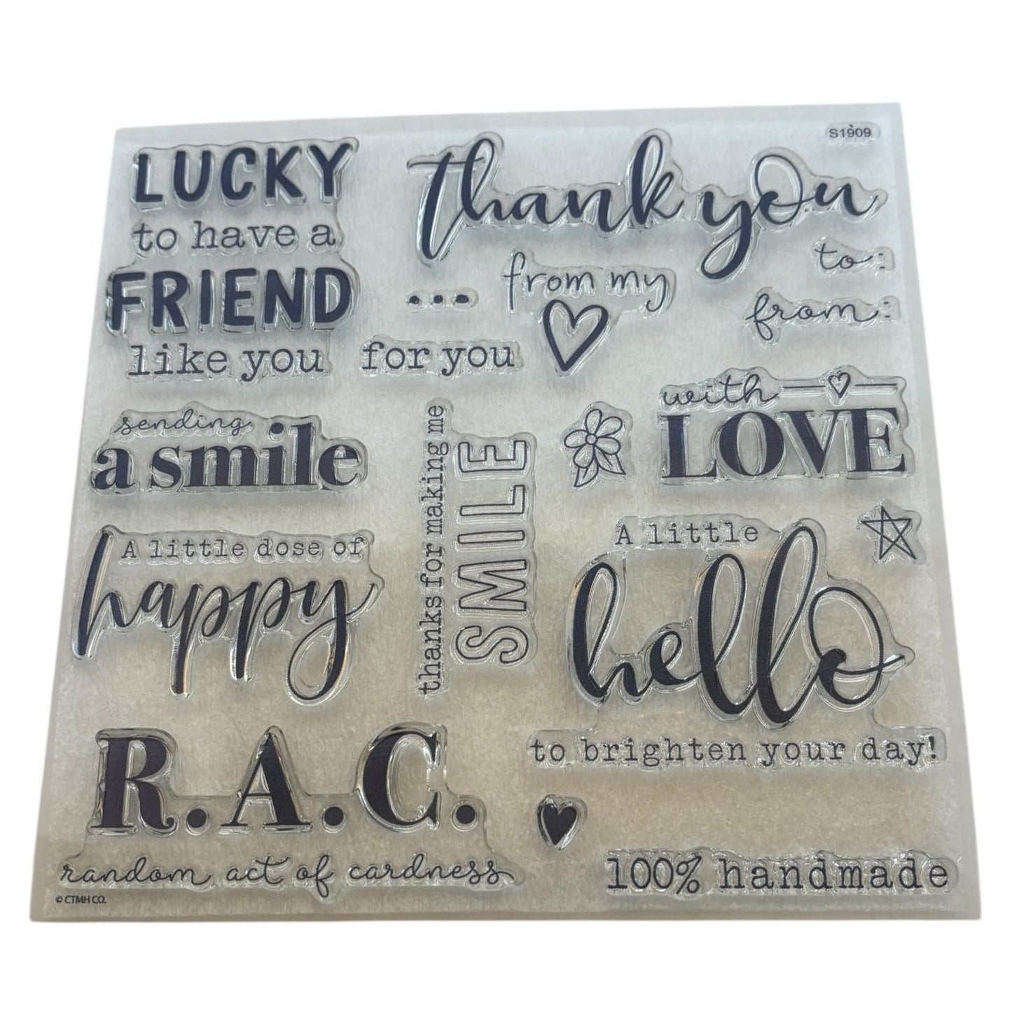 CTMH Acrylic Stamp Set Random Act of Cardness Handmade Card Making Words For You