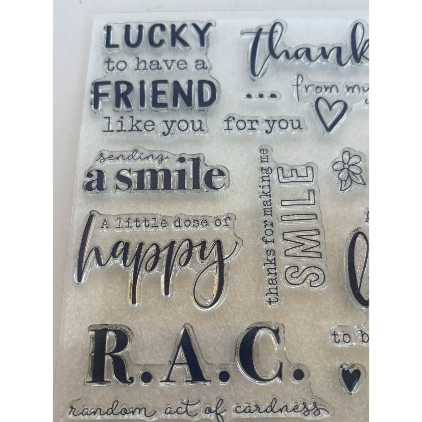 CTMH Acrylic Stamp Set Random Act of Cardness Handmade Card Making Words For You