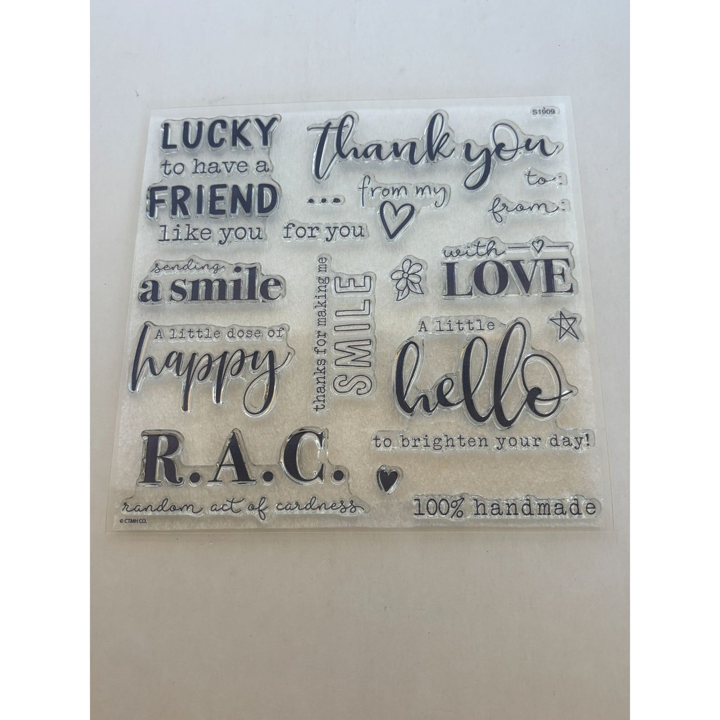 CTMH Acrylic Stamp Set Random Act of Cardness Handmade Card Making Words For You