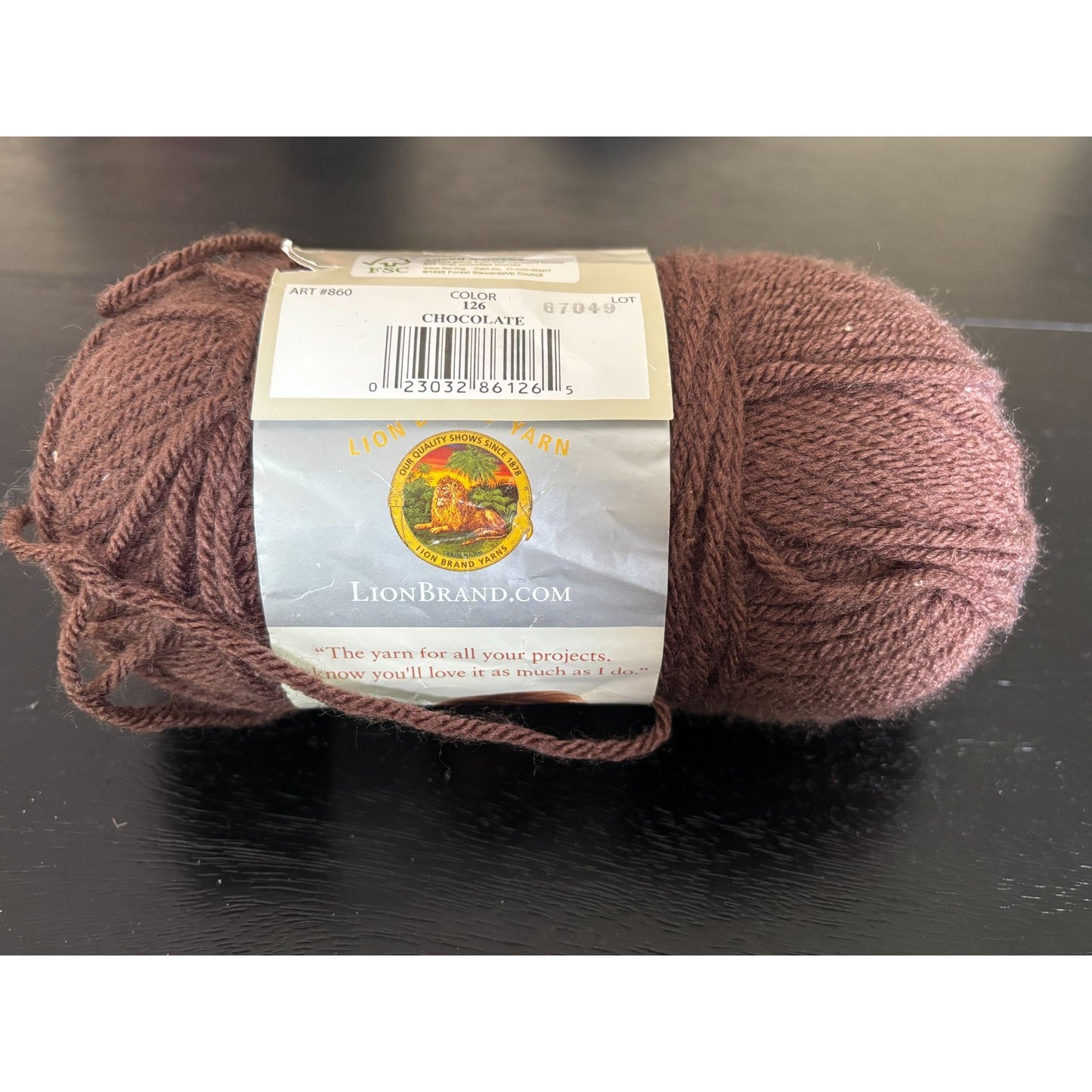 Lion Brand Vannas Choice Yarn Skein Chocolate Brown Medium Weight Acrylic 3.5 Oz