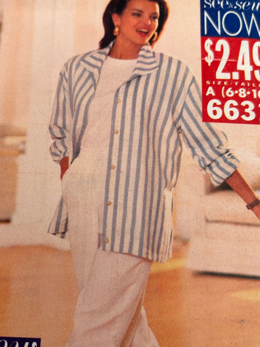 Butterick Sewing Pattern 6631 Jacket Pants Easy Casual Coastal Cruise UC 6 8 10