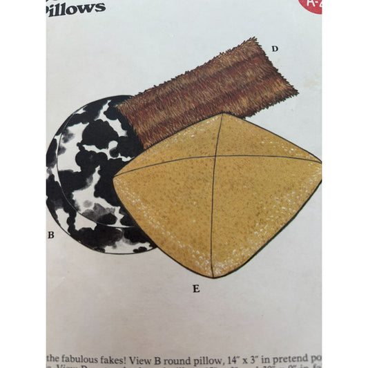 Butterick Sewing Pattern 3178 Home Decor Pillows Round Rectangular Retro UC