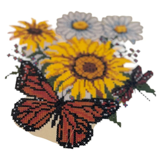 Candamar Designs Cross Stitch Kit Monarch Floral Flowers Butterfly Wearable