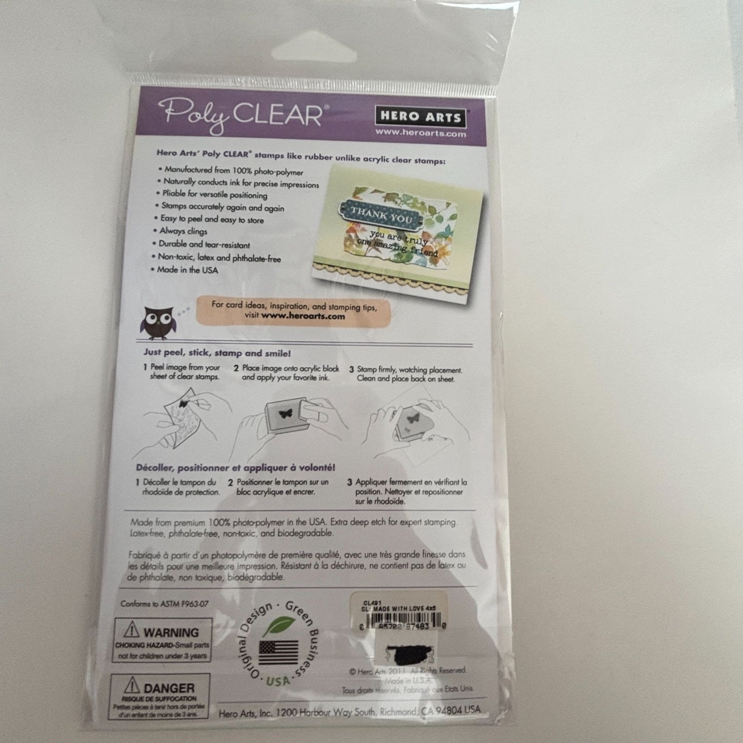 Hero Arts Poly Clear Stamps Set Made With Love Cardmaking Sentiments Words Smile Friendship