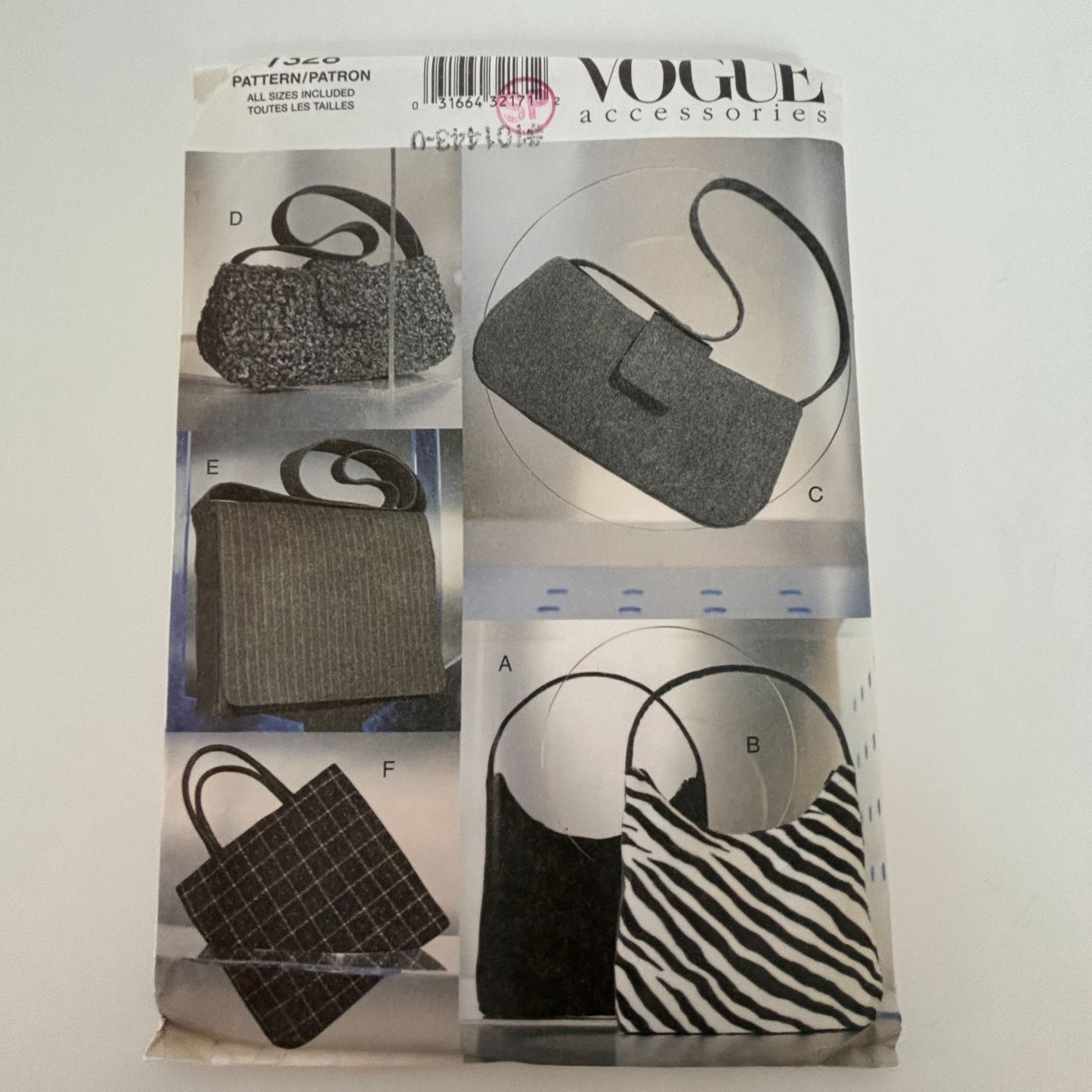 Vogue Sewing Pattern 7328 Fall Handbags Purse Work Accessory Accessories Uncut