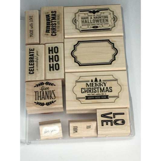 Stampin Up Labels to Love Rubber Stamps Christmas Gift Tag Card Making Holidays