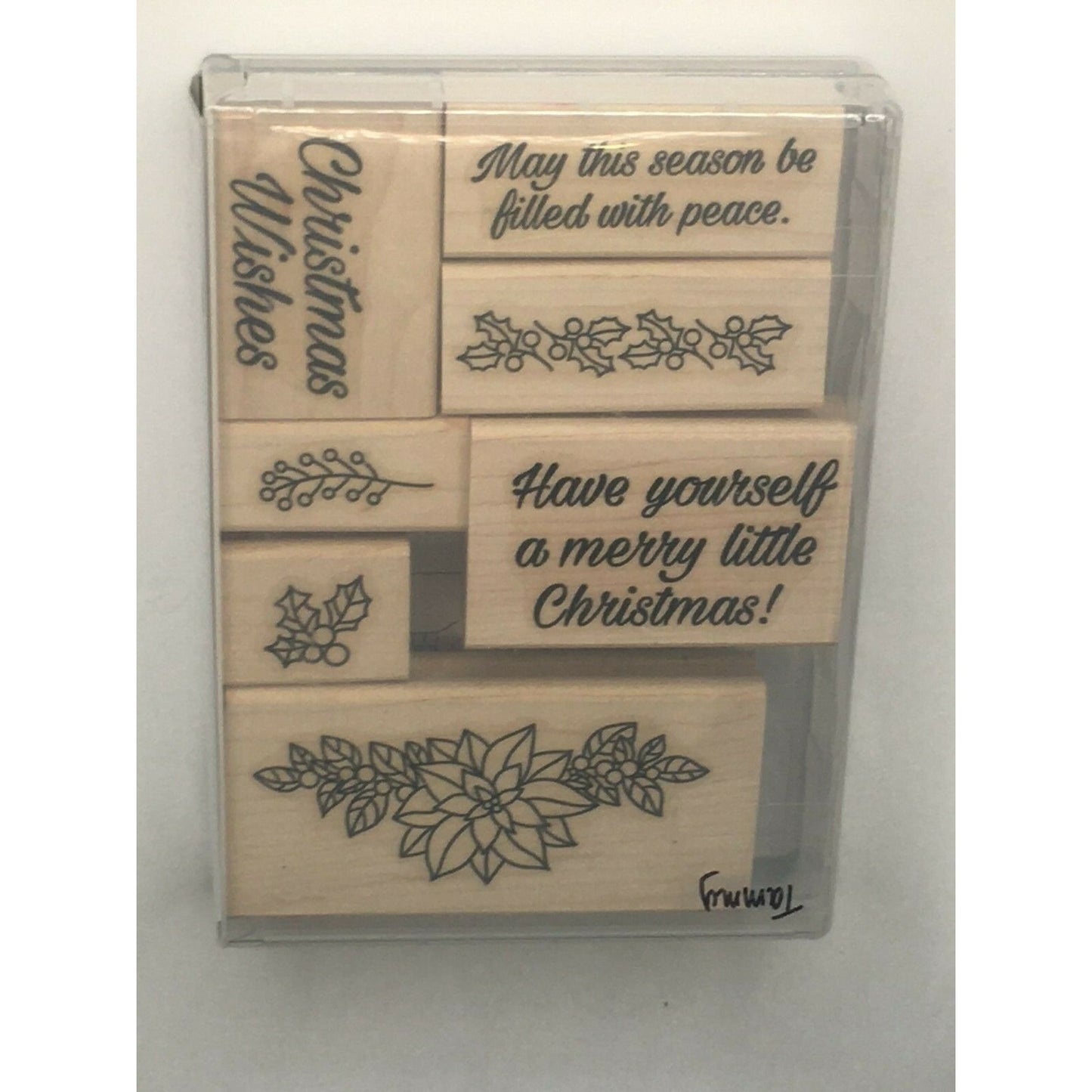 Stampin Up Peaceful Poinsettia Rubber Stamp Set Christmas Holly Berries Peace