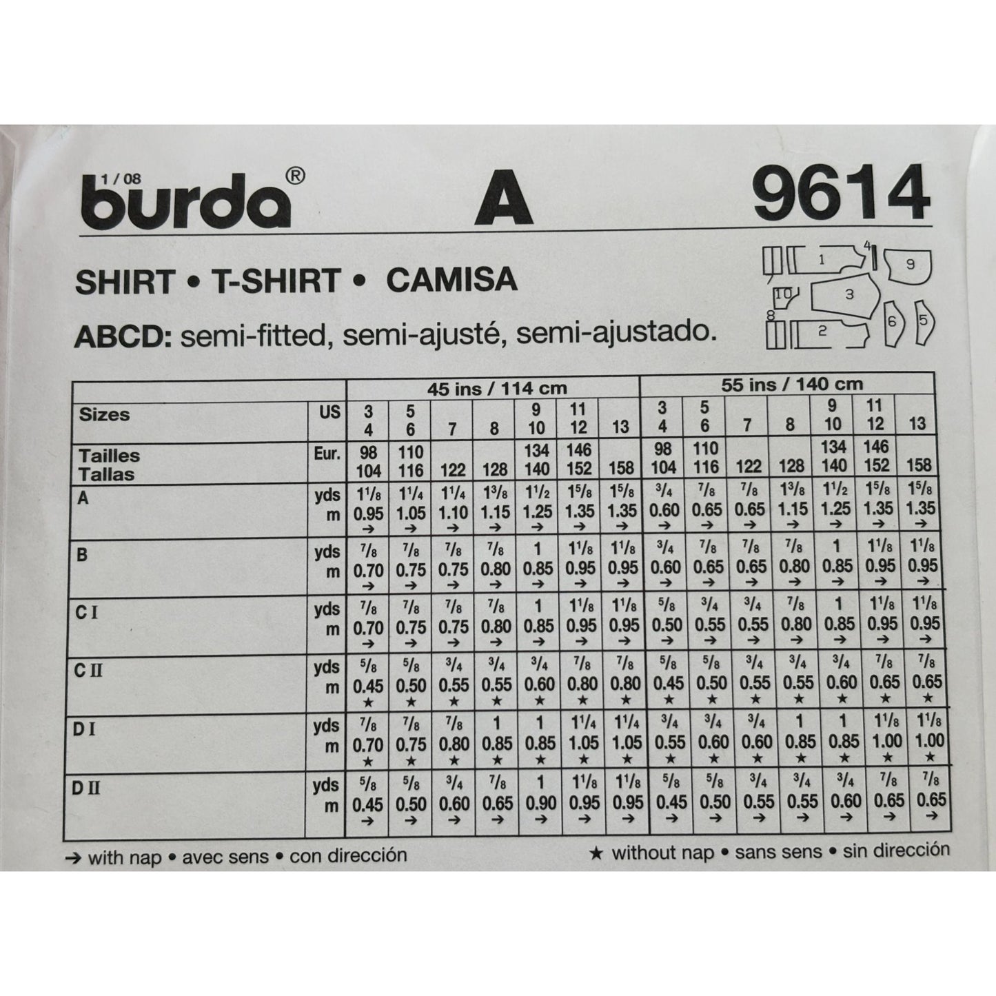 Burda Sewing Pattern 9614 Kid T-Shirt Hooded Shirt Sweatshirt Boys Girls 3-13 UC