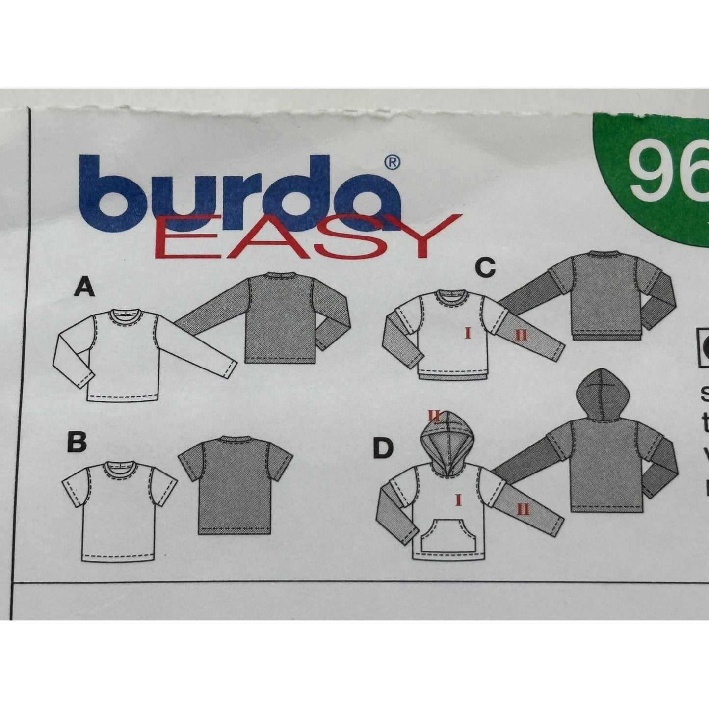 Burda Sewing Pattern 9614 Kid T-Shirt Hooded Shirt Sweatshirt Boys Girls 3-13 UC
