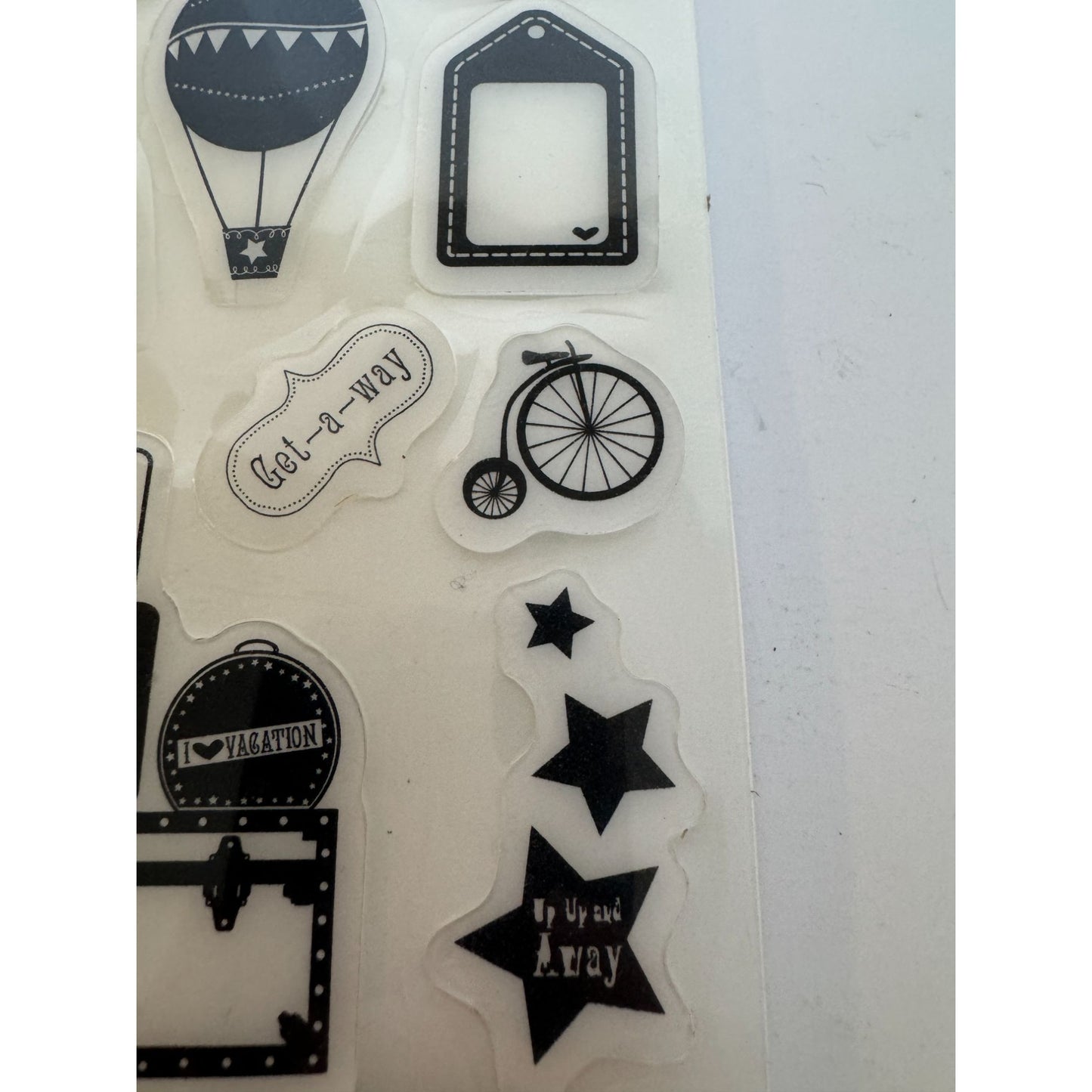 Heidi Grace Travel Cling Stamp Set Airplane Ship Hot Air Balloon Luggage Compass
