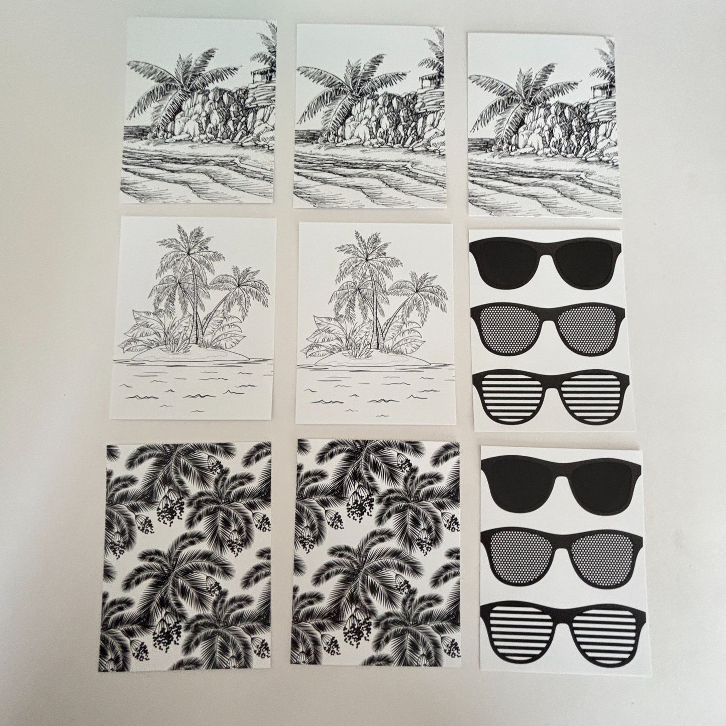 Beach Bum Card Panels Set Tropical Palm Beach Cardmaking A2 Size Foil Ready Summer