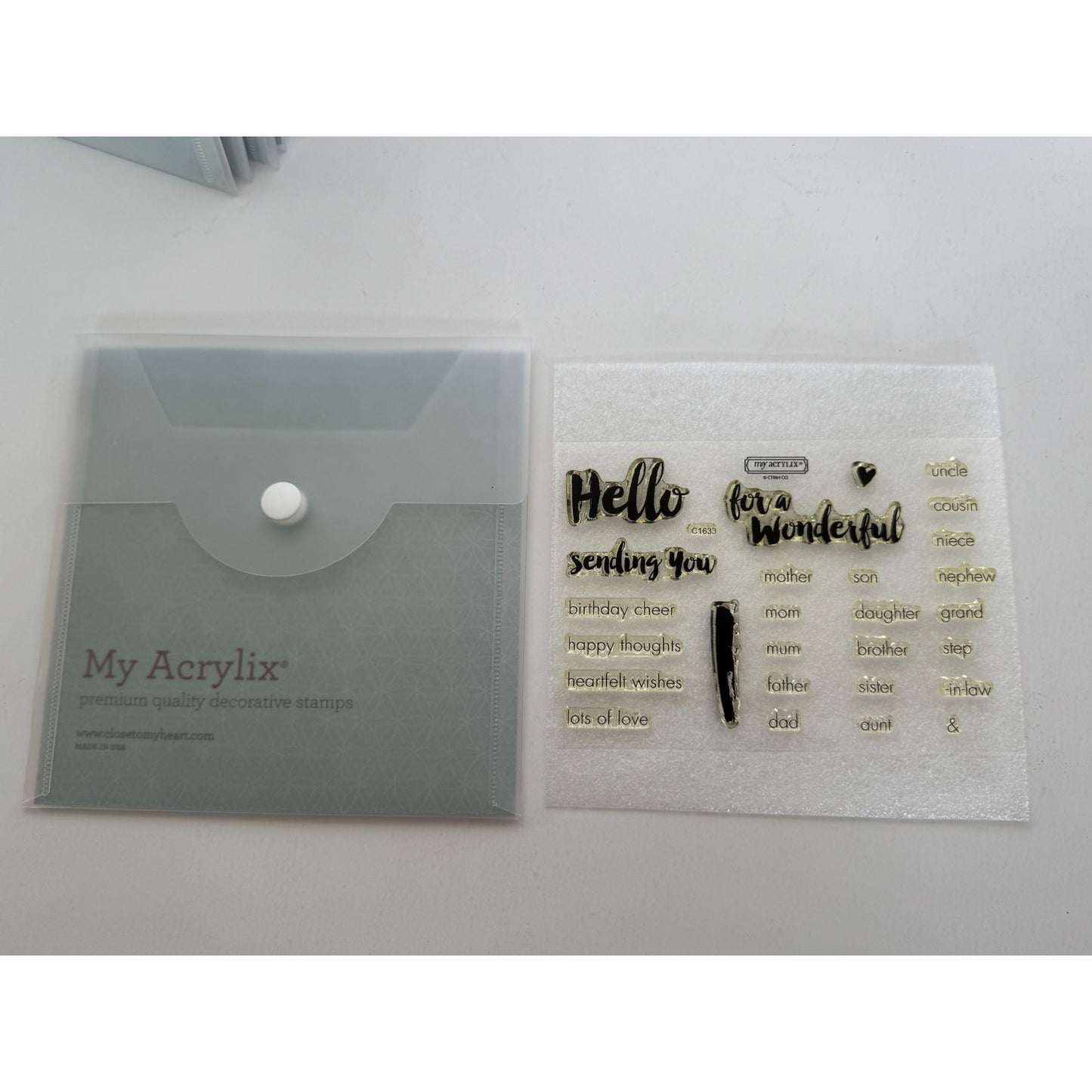 CTMH My Acrylix Acrylic Stamp Set For Family Relationships Mom Son Brother C1633