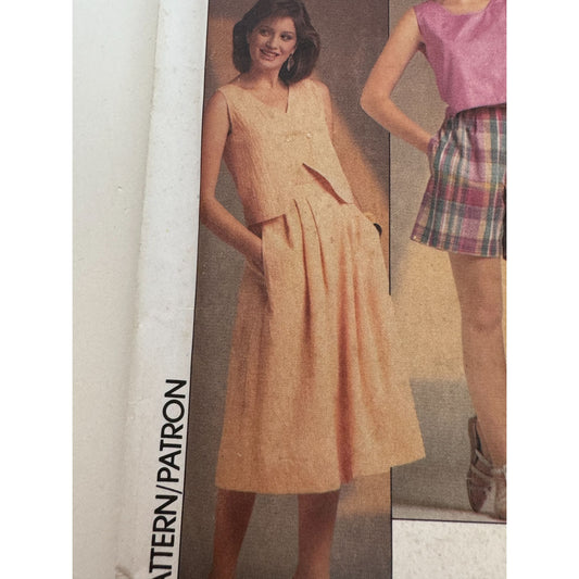 Simplicity Sewing Pattern 6854 Top Skirt Cropped Pants Shorts Outfit 10-14 Uncut