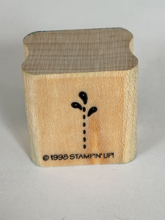 Stampin Up Rubber Stamp Sprout Dotted Vertical Stem Teardrop Shaped Petals Craft
