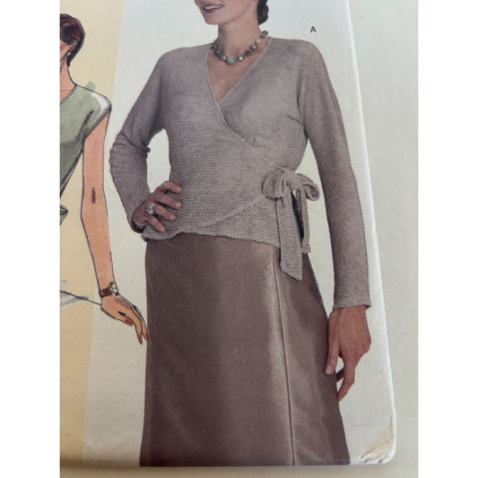 Vogue Sewing Pattern 7024 Wrap Top Shirt Cap or Long Sleeves Betzina Uncut Easy