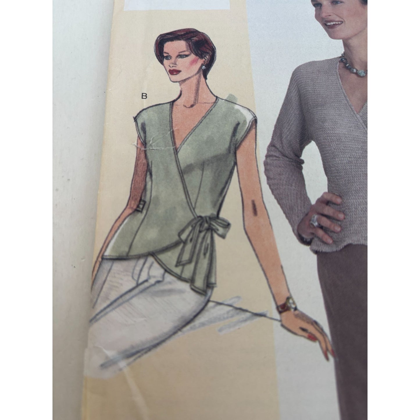 Vogue Sewing Pattern 7024 Wrap Top Shirt Cap or Long Sleeves Betzina Uncut Easy