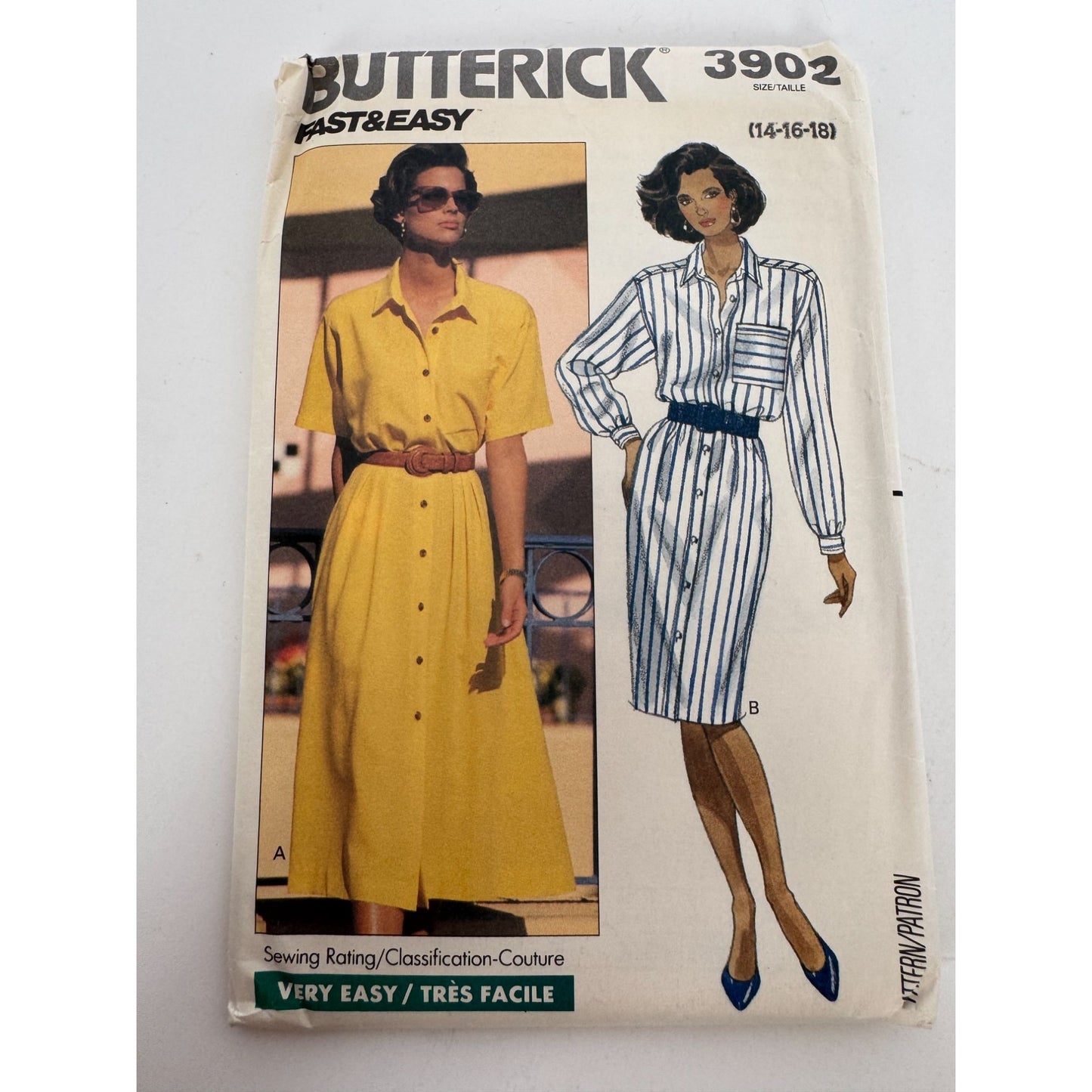 Butterick 3902 Sewing Pattern Dress Top Skirt Misses Sizes 14-18 Easy Uncut Vintage Style