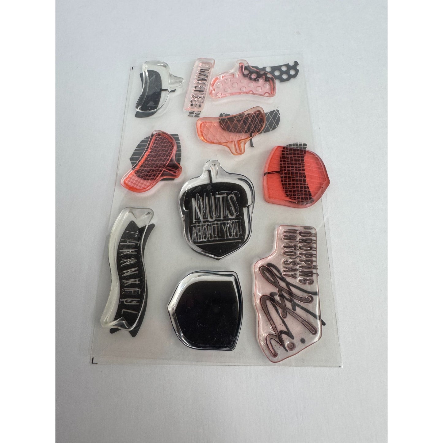 Stampin Up Acrylic Cling Stamp Set Acorny Thank You Acorn Nuts about You Words