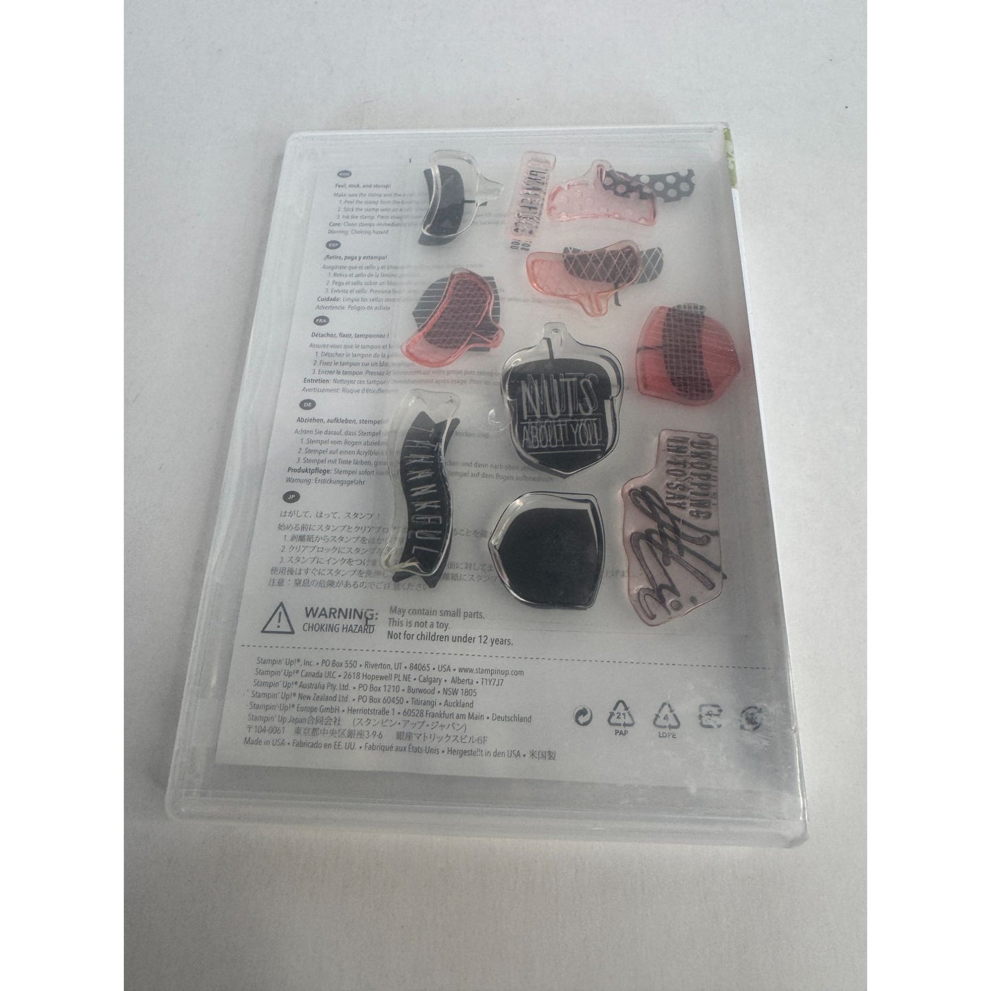 Stampin Up Acrylic Cling Stamp Set Acorny Thank You Acorn Nuts about You Words