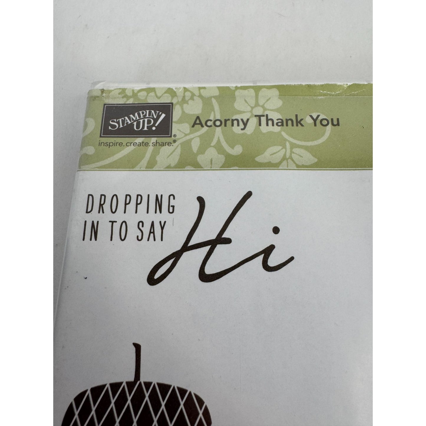 Stampin Up Acrylic Cling Stamp Set Acorny Thank You Acorn Nuts about You Words