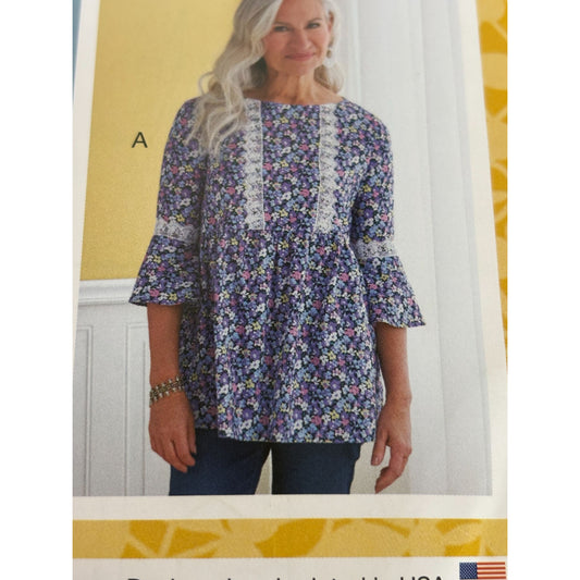 Butterick Sewing Pattern B6486 Tunic Top Peplum Shirt Blouse Bell Sleeve UC 4-14