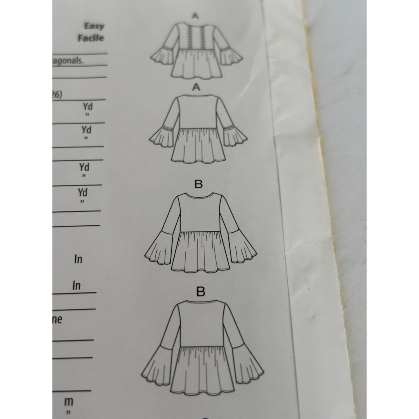 Butterick Sewing Pattern B6486 Tunic Top Peplum Shirt Blouse Bell Sleeve UC 4-14