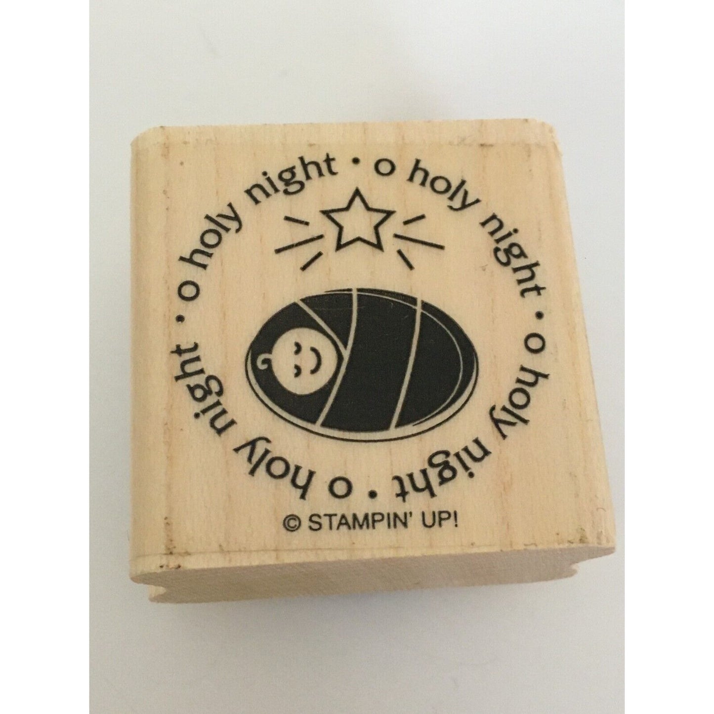 Stampin Up Rubber Stamp O Holy Night Baby Jesus Christmas Gift Tag Card Making