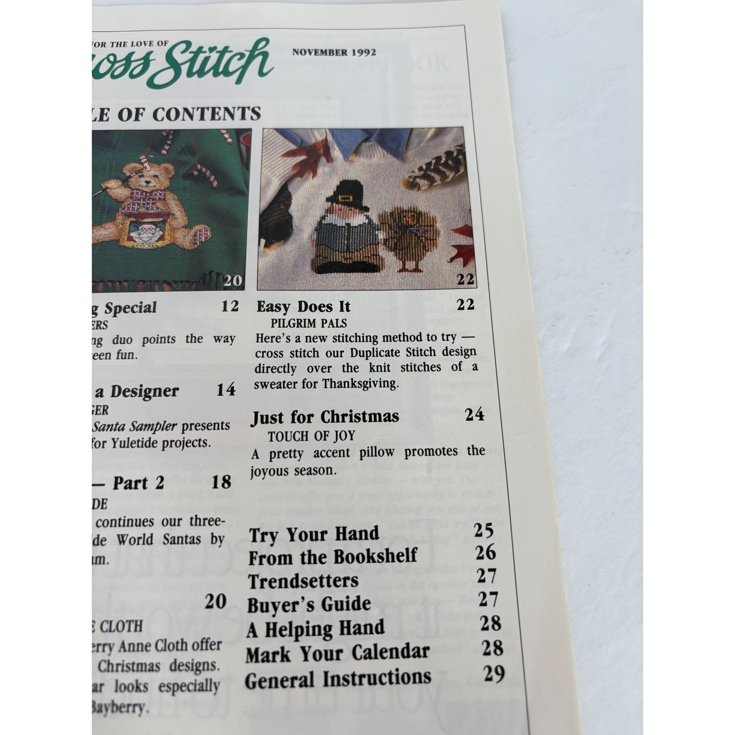 For The Love Of Cross Stitch Magazine November 1992 Patterns Halloween Witch