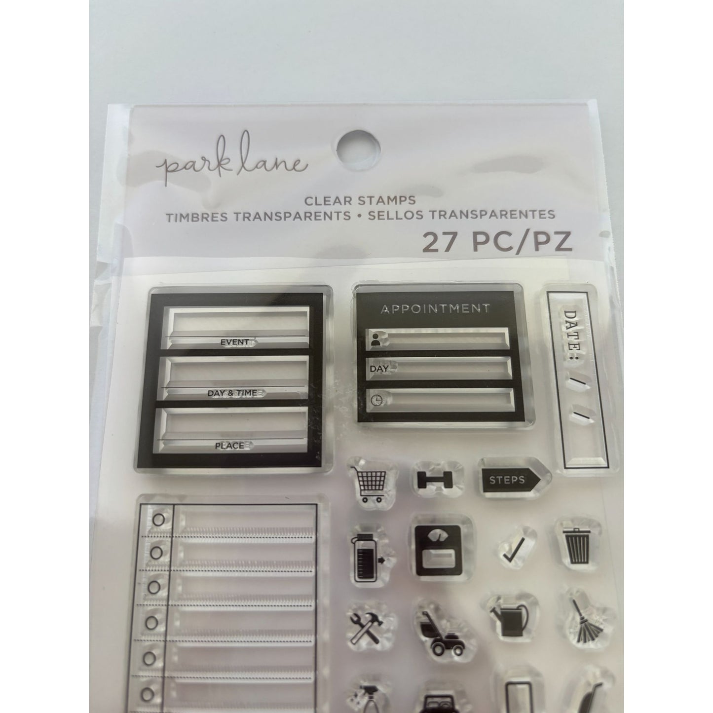 Park Lane Clear Stamps Acrylic Planner Calendar Health Journaling Schedule Date
