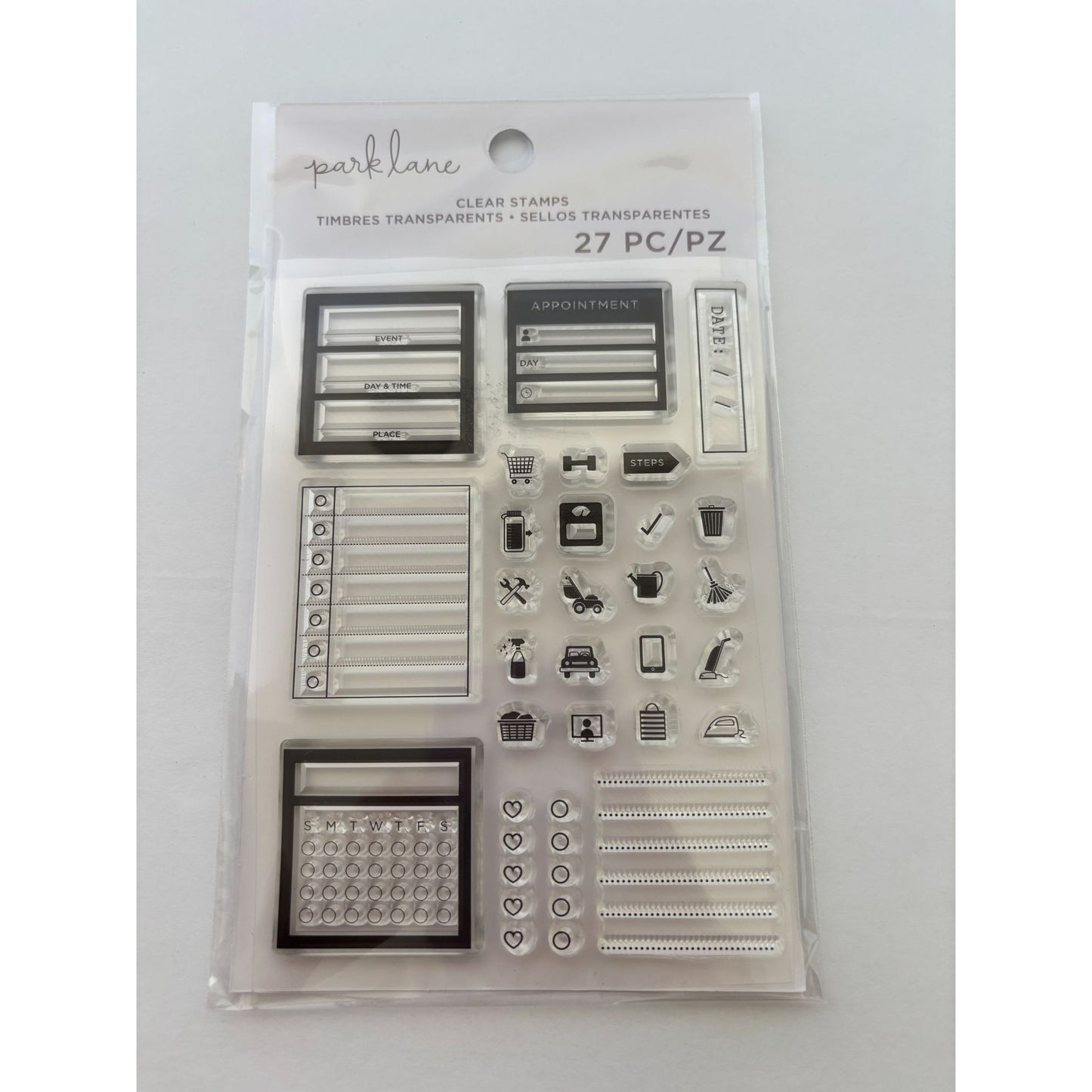 Park Lane Clear Stamps Acrylic Planner Calendar Health Journaling Schedule Date
